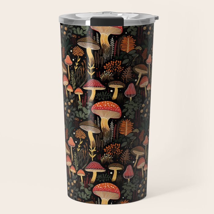 Dark Forest Magic Mushrooms Art Travel Mug Gallery Image 1