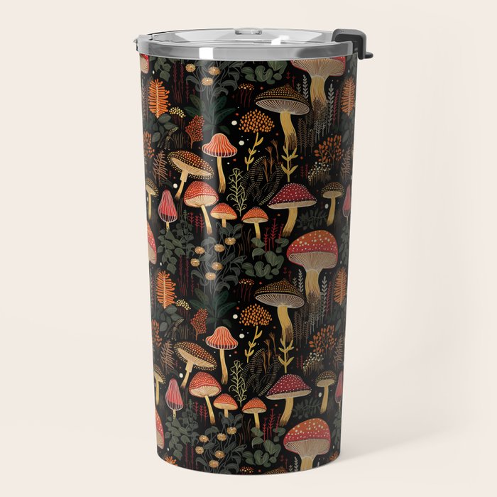 Dark Forest Magic Mushrooms Art Travel Mug Gallery Image 2