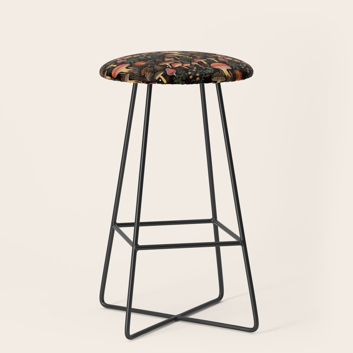 Dark Forest Magic Mushrooms Art Stool Gallery Image 1