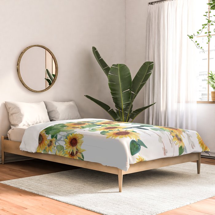 Sunflowers and Eucalyptus Garland  Comforter Gallery Image 2