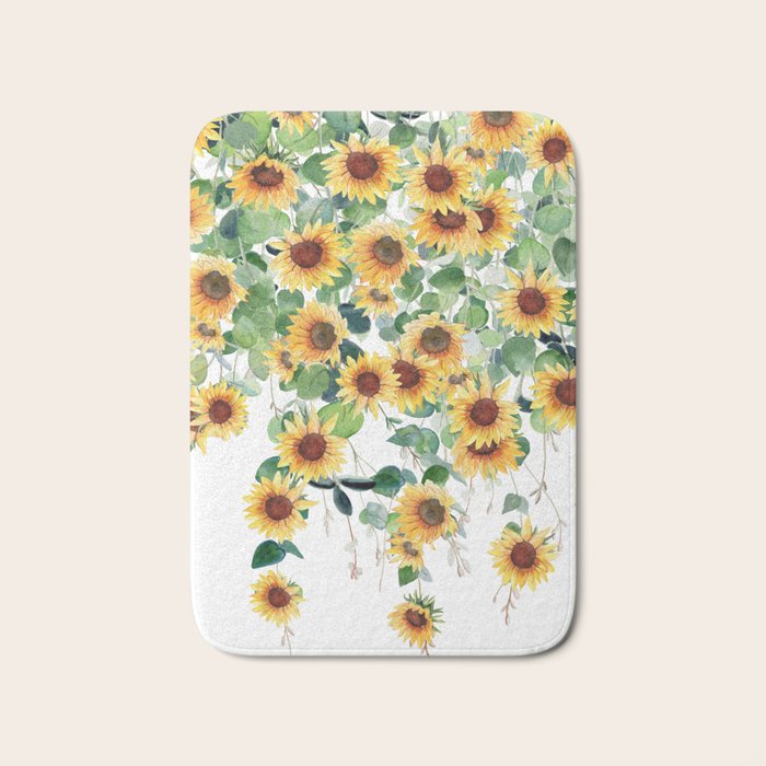 Sunflowers and Eucalyptus Garland  Bath Mat Gallery Image 1