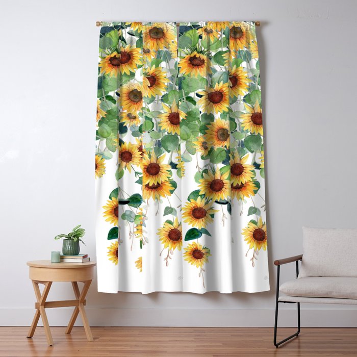 Sunflowers and Eucalyptus Garland  Window Curtain Gallery Image 5