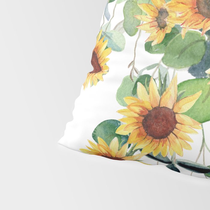 Sunflowers and Eucalyptus Garland  Pillow Sham Gallery Image 4