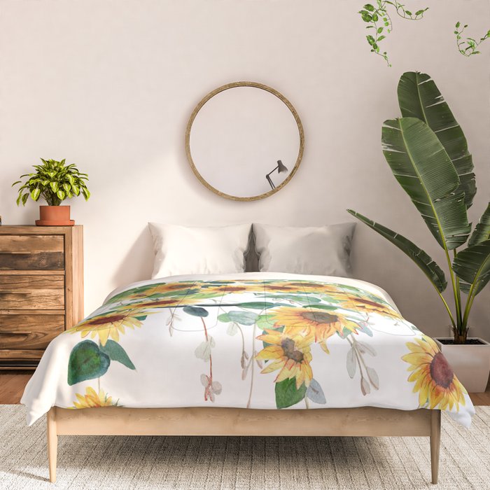 Sunflowers and Eucalyptus Garland  Comforter Gallery Image 3