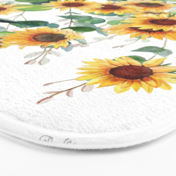 Sunflowers and Eucalyptus Garland  Bath Mat Gallery Image 3