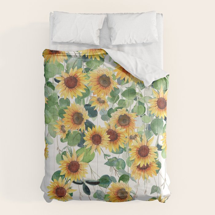 Sunflowers and Eucalyptus Garland  Comforter Gallery Image 6