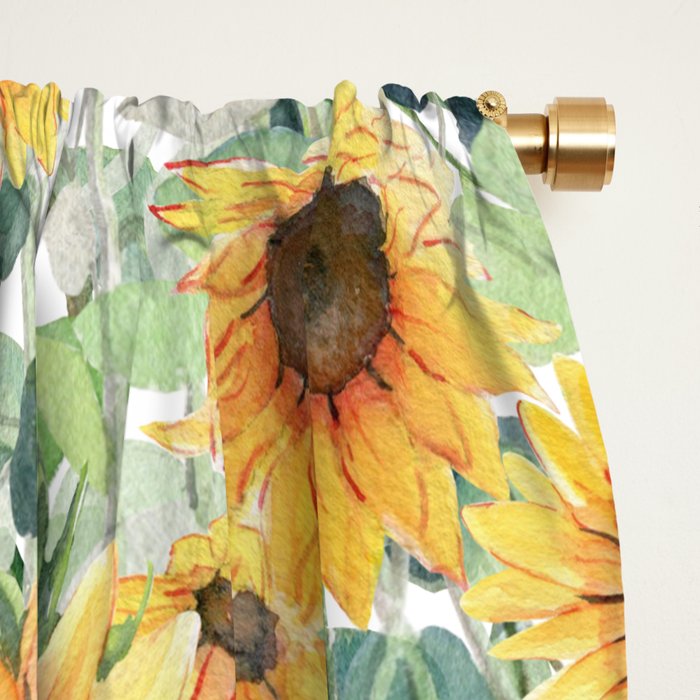 Sunflowers and Eucalyptus Garland  Window Curtain Gallery Image 2