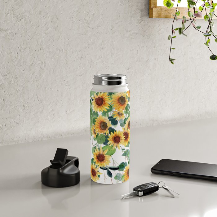 Sunflowers and Eucalyptus Garland  Water Bottle Gallery Image 4