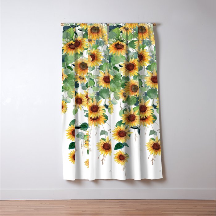 Sunflowers and Eucalyptus Garland  Window Curtain Gallery Image 3