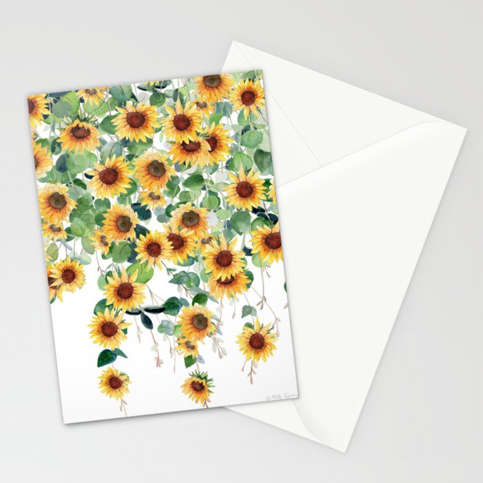 Sunflowers and Eucalyptus Garland  Stationery Card Gallery Image 2