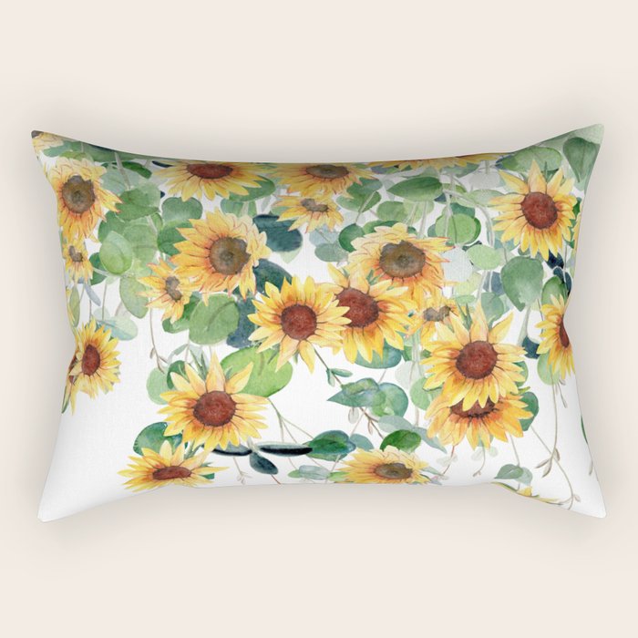 Sunflowers and Eucalyptus Garland  Rectangular Pillow Gallery Image 2