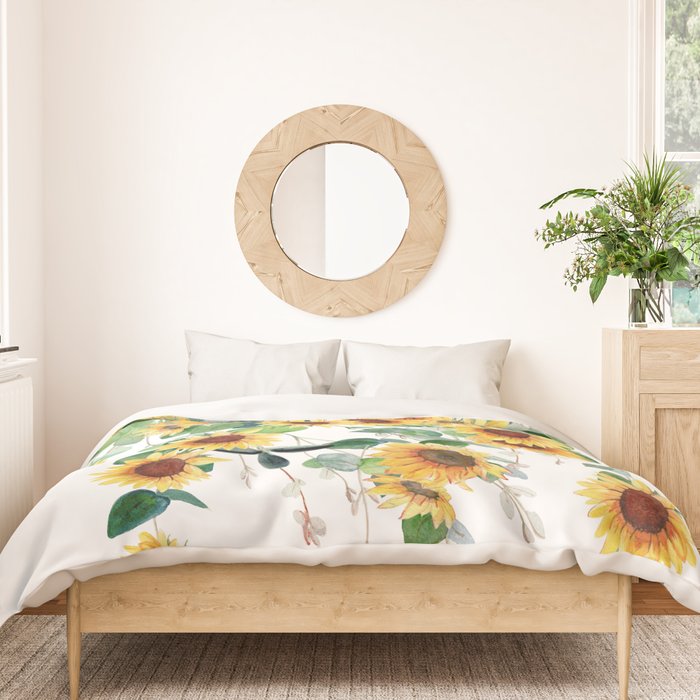 Sunflowers and Eucalyptus Garland  Duvet Cover Gallery Image 3
