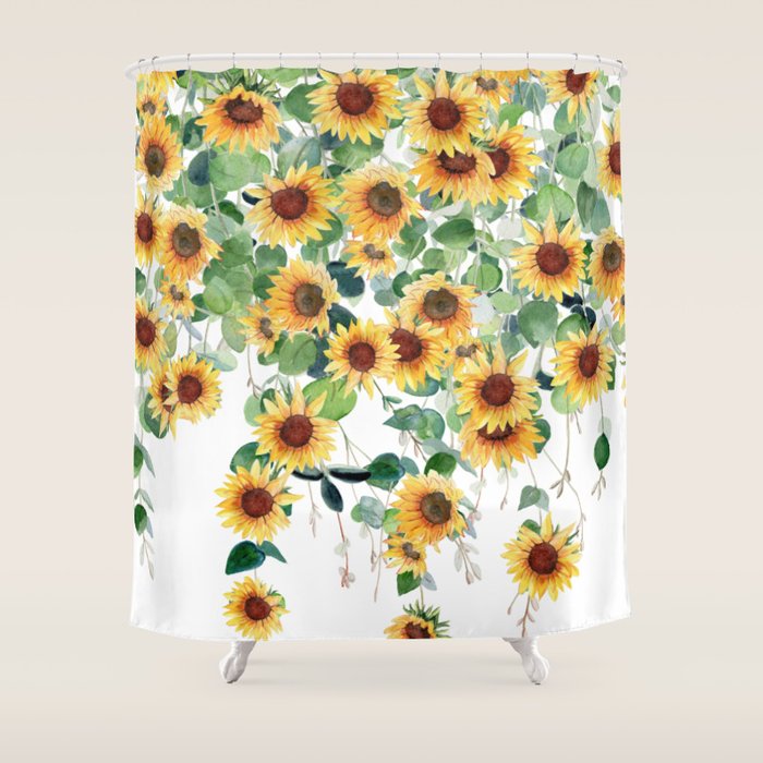 Sunflowers and Eucalyptus Garland  Shower Curtain Gallery Image 1