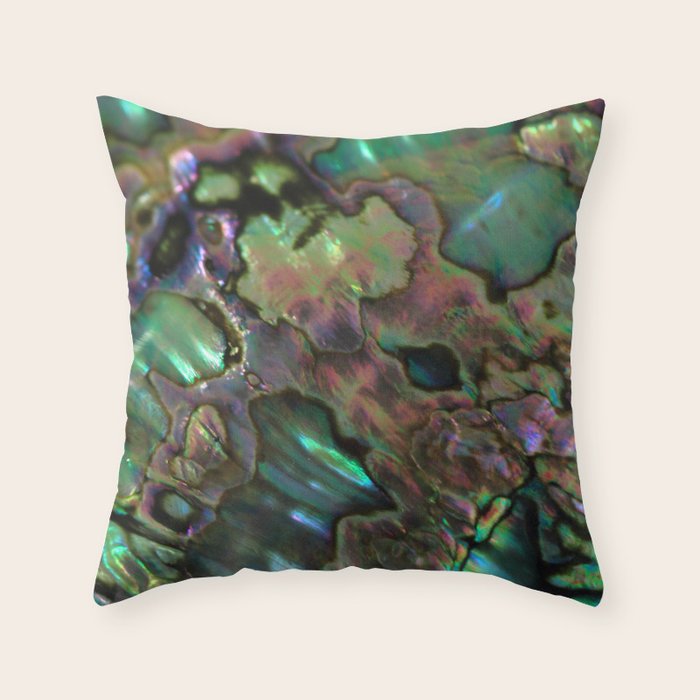 Oil Slick Abalone Mother Of Pearl Throw Pillow Gallery Image 1