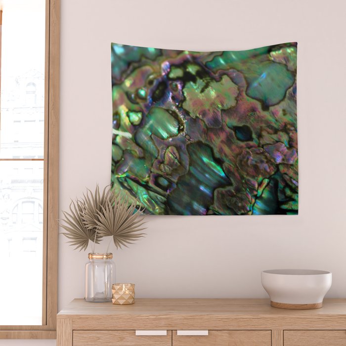 Oil Slick Abalone Mother Of Pearl Wall Tapestry Gallery Image 2