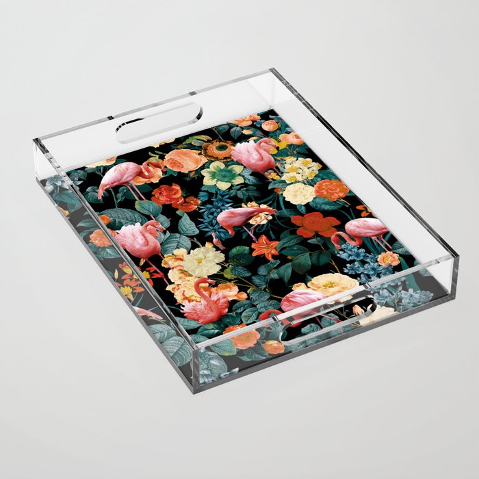 Floral and Flemingo II Pattern Acrylic Tray Gallery Image 1