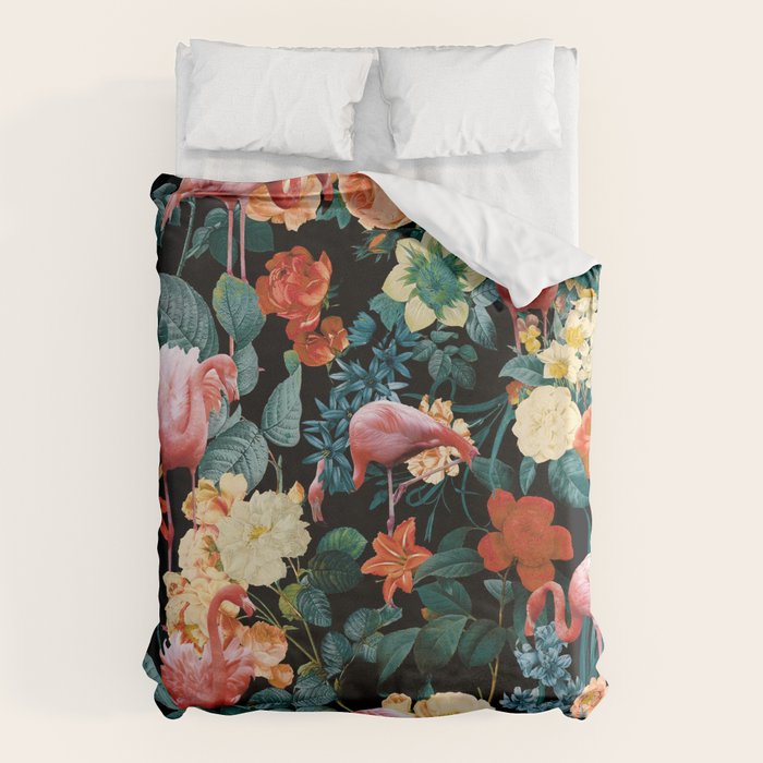 Floral and Flemingo II Pattern Duvet Cover Gallery Image 1