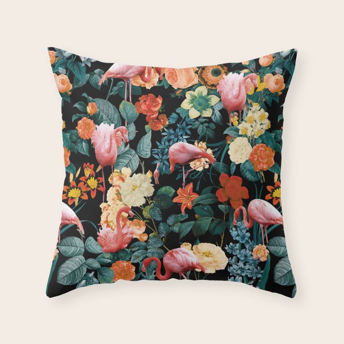 Floral and Flemingo II Pattern Throw Pillow Gallery Image 6