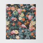 Floral and Flemingo II Pattern Throw Blanket Gallery Image 2