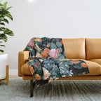 Floral and Flemingo II Pattern Throw Blanket Gallery Image 1