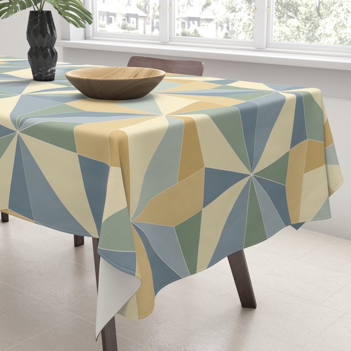 Kaleidoscope Tile Pattern XIV Neutral Earthy Pastel Tablecloth Gallery Image 3