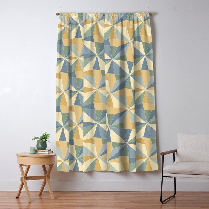 Kaleidoscope Tile Pattern XIV Neutral Earthy Pastel Window Curtain Gallery Image 1