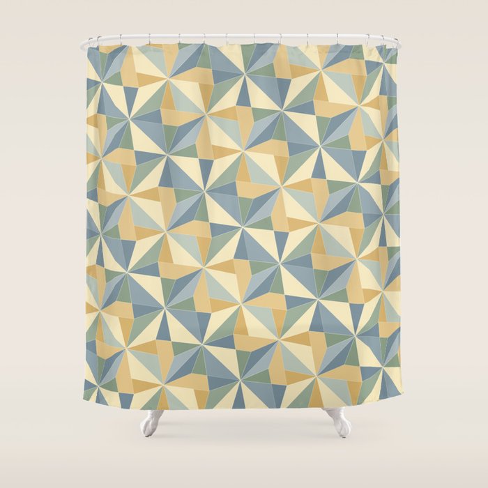 Kaleidoscope Tile Pattern XIV Neutral Earthy Pastel Shower Curtain Gallery Image 1