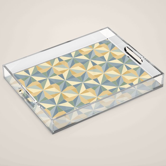 Kaleidoscope Tile Pattern XIV Neutral Earthy Pastel Acrylic Tray Gallery Image 1