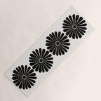 Retro Daisy Abstract I Black and White Bold Floral Yoga Mat Gallery Image 1