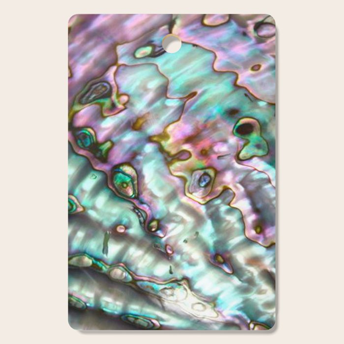 Glowing Cotton Candy Pink & Green Abalone Mother of Pearl Cutting Board Gallery Image 1
