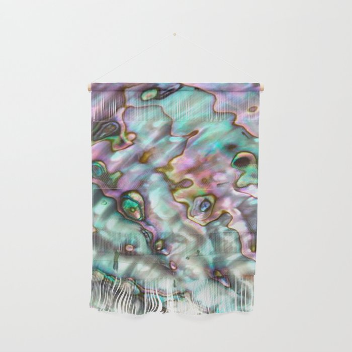 Glowing Cotton Candy Pink & Green Abalone Mother of Pearl Wall Hanging Gallery Image 1