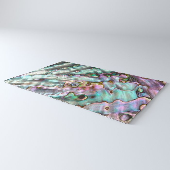 Glowing Cotton Candy Pink & Green Abalone Mother of Pearl Rug Gallery Image 3