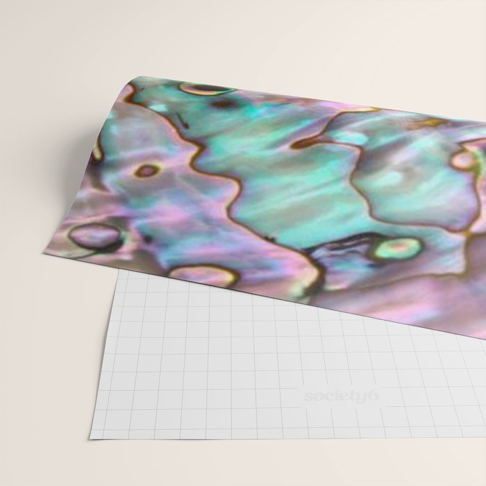 Glowing Cotton Candy Pink & Green Abalone Mother of Pearl Wrapping Paper Gallery Image 2