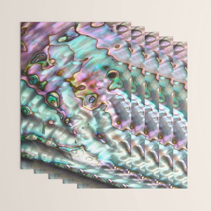 Glowing Cotton Candy Pink & Green Abalone Mother of Pearl Wrapping Paper Gallery Image 3