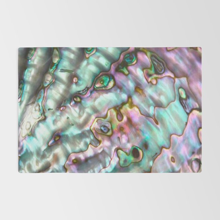 Glowing Cotton Candy Pink & Green Abalone Mother of Pearl Rug Gallery Image 2