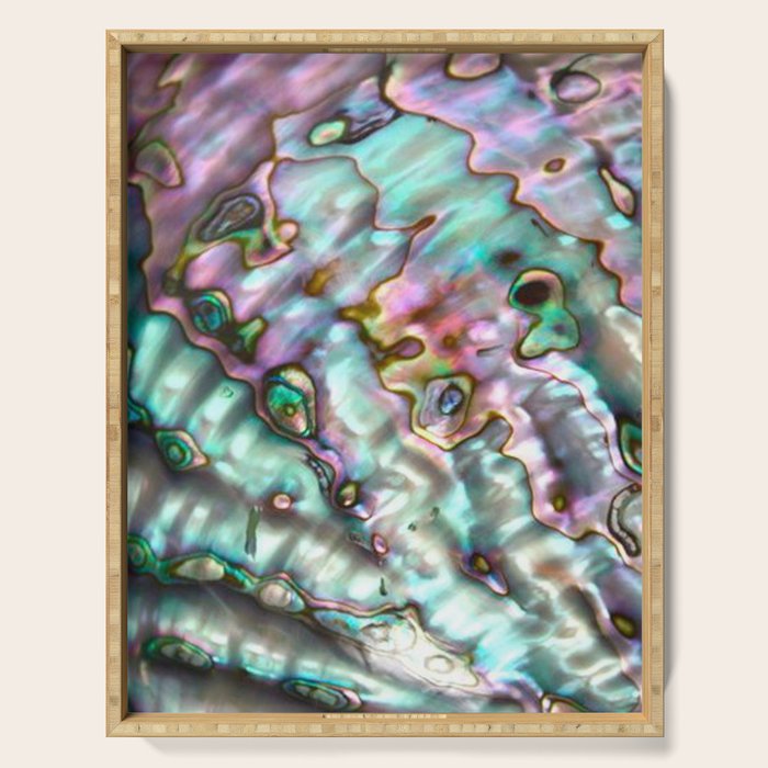 Glowing Cotton Candy Pink & Green Abalone Mother of Pearl Serving Tray Gallery Image 1