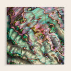 Glowing Cotton Candy Pink & Green Abalone Mother of Pearl Wood Wall Art Gallery Image 1