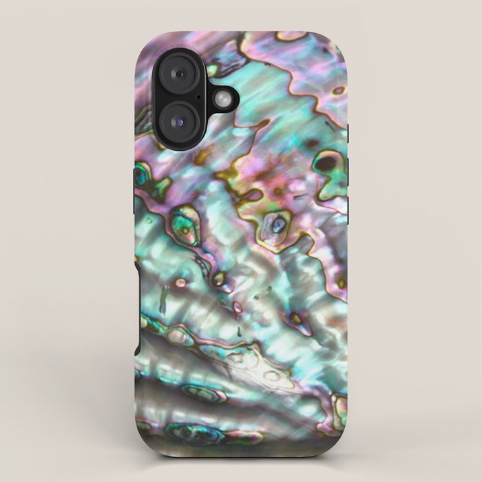 Glowing Cotton Candy Pink & Green Abalone Mother of Pearl iPhone Case Gallery Image 1