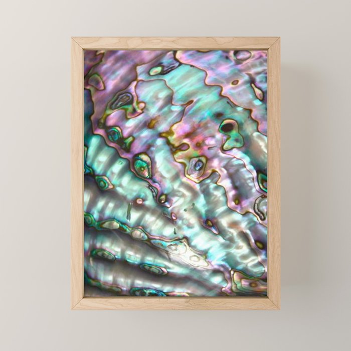 Glowing Cotton Candy Pink & Green Abalone Mother of Pearl Mini Art Print Gallery Image 1
