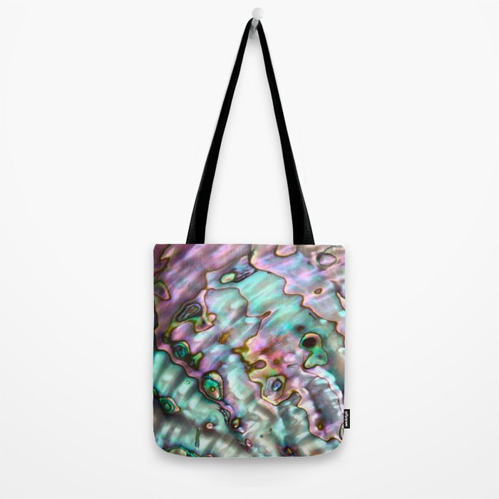 Glowing Cotton Candy Pink & Green Abalone Mother of Pearl Tote Bag Gallery Image 2