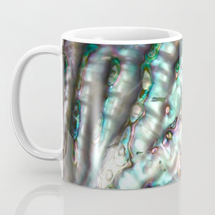 Glowing Cotton Candy Pink & Green Abalone Mother of Pearl Coffee Mug Gallery Image 3