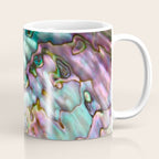 Glowing Cotton Candy Pink & Green Abalone Mother of Pearl Coffee Mug Gallery Image 1