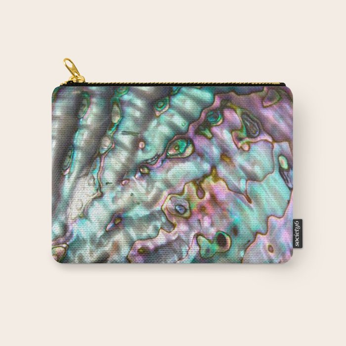 Glowing Cotton Candy Pink & Green Abalone Mother of Pearl Carry All Pouch Gallery Image 1