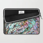 Glowing Cotton Candy Pink & Green Abalone Mother of Pearl Laptop Sleeve Gallery Image 2