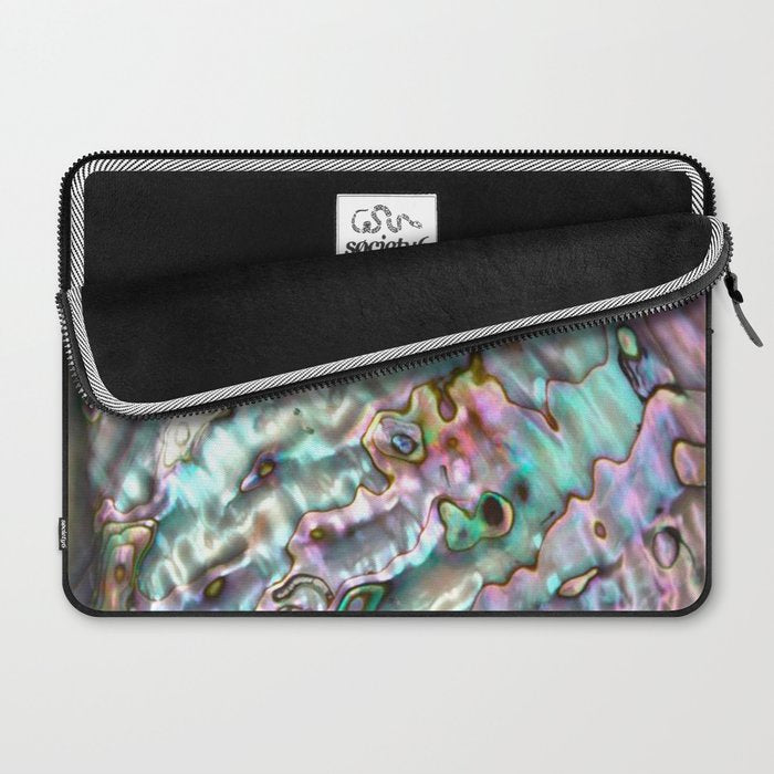 Glowing Cotton Candy Pink & Green Abalone Mother of Pearl Laptop Sleeve Gallery Image 2