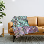 Glowing Cotton Candy Pink & Green Abalone Mother of Pearl Throw Blanket Gallery Image 1