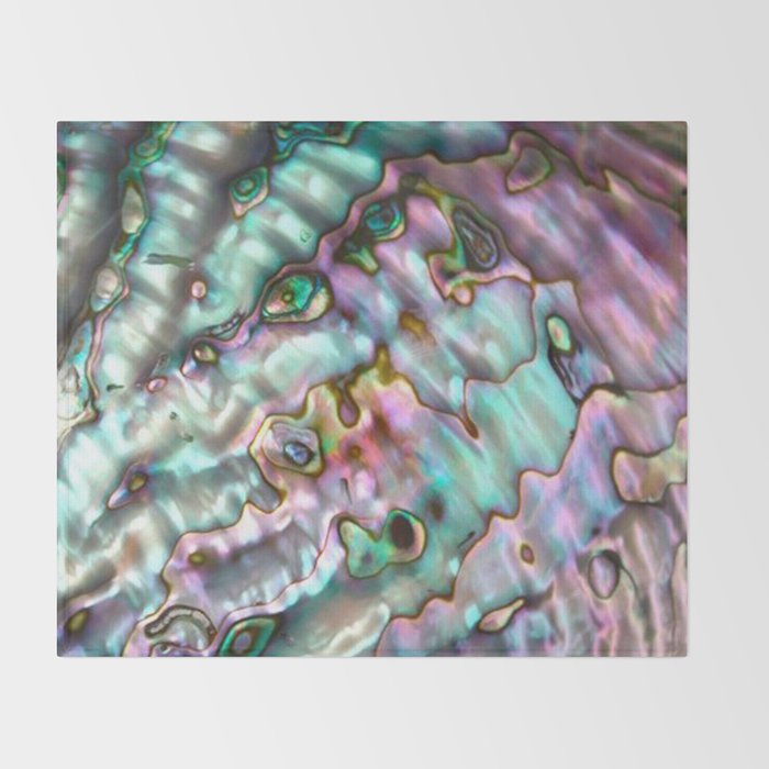 Glowing Cotton Candy Pink & Green Abalone Mother of Pearl Throw Blanket Gallery Image 2