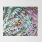 Glowing Cotton Candy Pink & Green Abalone Mother of Pearl Throw Blanket Gallery Image 2