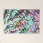 Glowing Cotton Candy Pink & Green Abalone Mother of Pearl Welcome Mat Gallery Image 1