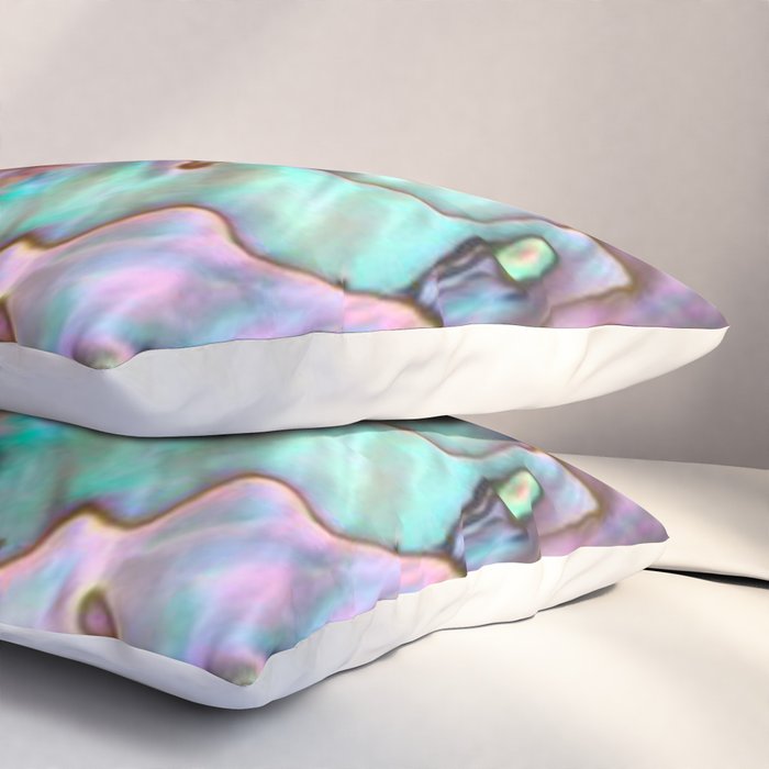 Glowing Cotton Candy Pink & Green Abalone Mother of Pearl Pillow Sham Gallery Image 3